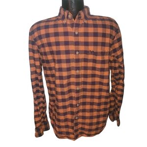 American Eagle Orange and Blue Plaid Checkered Shirt M